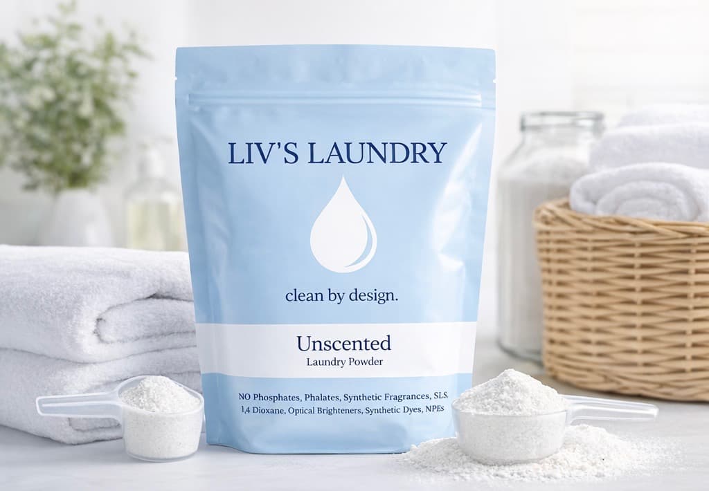 Liv's Laundry Powder with white towels